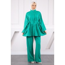 Yeşil Yarasa Kol Dabıl Tunik Pantolonlu Takım