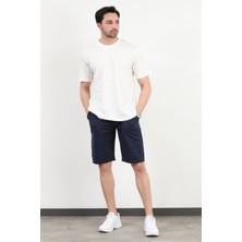 Erkek Beli Lastikli Cepli 2 Iplik Şort Lacivert - 25Y 8021