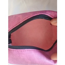 Şardonlu Deriden Üretilmiş Makyaj Çantası Pembe