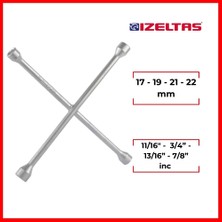 İzeltaş İstavroz Tipi Bijon Anahtarı, 17x19 - 21(13/16)x22 mm, Çelik