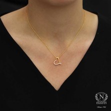 925 Ayar Gümüş Kalp Kolye, Beyaz Taş