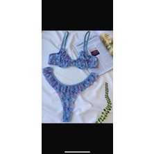 Blueavcı Tül Fırfırlı Bralet Sütyen Tanga Iç Çamaşır Takımı