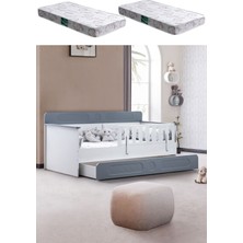 Yavrulu Karyola, Flora Yavrulu Montessori Karyola - Gri + 2 Adet Comfort Yatak