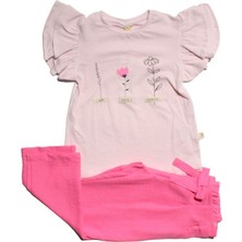 Kız Çocuk Lila Fosforlu Pembe Bağlamalı Pantolonlu 2 Li Takım - 1013386