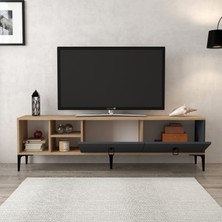 3805 Era Tv Ünitesi 180 cm 2 Kapaklı Raflı Sepet - Antrasit