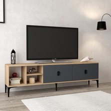 3805 Era Tv Ünitesi 180 cm 2 Kapaklı Raflı Sepet - Antrasit