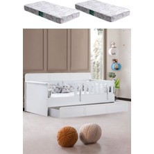 Yavrulu Karyola, Mira Yavrulu Montessori Karyola - Beyaz + 2 Adet Comfort Yatak