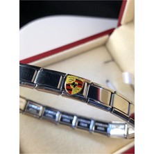 Erkek Kadın Çelik Bileklik - Porsche Logo Model Italy Nomi Charm • Sevgiliye • Eşe • Babaya