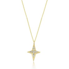 Fasek Gold Gümüş Kolye - Taşlı Kuzey Yıldızı Gümüş Kolye