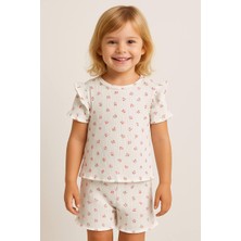 Kız Çocuk Pamuklu Şort Takımı. 1-3 Yaş