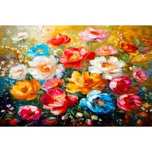 Aden Dekoratif Çiçekler Renkli Kanvas Tablo
