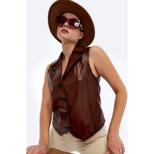 Kadın Hakiki Deri Yelek