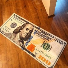 Emiroğlu Gerçek 100 Dolar Şeklinde Makinede Yıkanabilir Süngerli Yüzey Kaymaz Dot Taban Halı