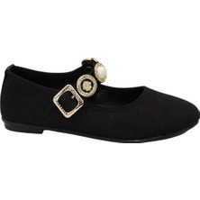 Celira Siyah Kumaş Tokalı Bantlı Günlük Babet Ayakkabı