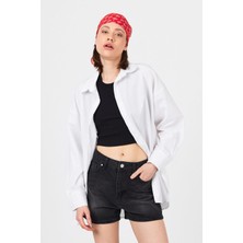 Beyaz Oversize Basic Uzun Gömlek 4664A