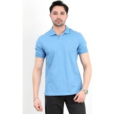 Erkek Polo Yaka Pamuklu T-Shirt Mavi - 25Y 2141