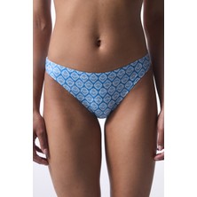 Mavi Geometrik Desenli Bikini Altı
