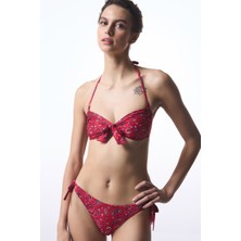 Renkli Etnik Desenli Tokalı Bandana Straplez Bikini Üstü
