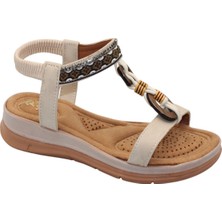 Celira Akç A27 Krem Günlük Kadın Sandalet Ayakkabı