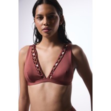 Açık Kahverengi Astrid Deep V Kesim Bikini Üstü