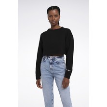 Reebok Activ Coll Dreamblend Mid Kadın Siyah Yuvarlak Yaka Sweatshirt