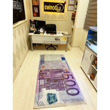 Emiroğlu Gerçek 500 Euro Şeklinde Makinede Yıkanabilir Süngerli Yüzey Kaymaz Dot Taban Halı
