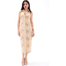Gökyüzü Moda 7428 Elbise-Bej
