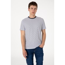 U.S. Polo Assn. Erkek Regular Fit Bisiklet Yaka Lacivert Çizgili Tişört 50306898-VR033