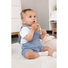 Little Gusto Organik Pamuk Müslin Bebek Mavi Şort Salopet