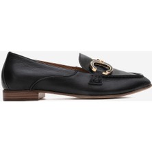 Dericlub Kadın Tokalı Rahat Taban Babet Ayakkabı Gerçek Deri Fr 258254 Siyah