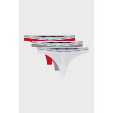 Calvin Klein Logolu Elastik Bel Bantlı Pamuklu 3 Pack Külot 000QD5209EW9F Bayan Külot 000QD5209E W9F