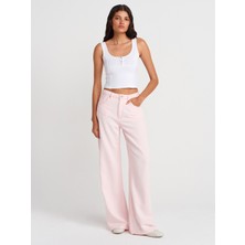 71999 Yumuşak Dokulu Denim Pantolon-Pembe