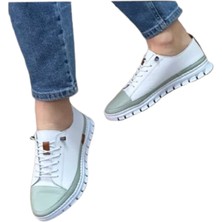 2010 Womenly Style Beyaz Gri Kadın Günlük Ayakkabı   Deri