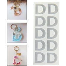 Epoksi Çoklu Silikon Kalıp D Harfi Anahtarlık Reçine Seri Döküm Kalıbı 4 cm 10 Lu
