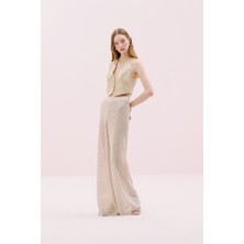 Geniş Paça Triko Pantolon Naturel Y2571008_069