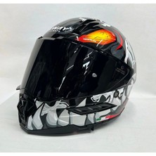 Sw 868 Cannibal Black Grey Red Güneş Vizörlü Siyah Camlı