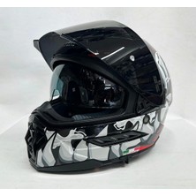 Sw 868 Cannibal Black Grey Red Güneş Vizörlü Siyah Camlı