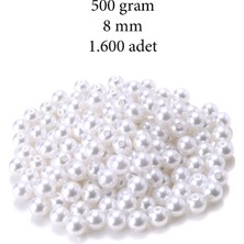 Royaleks 500 Gram 8mm Beyaz Renk Plastik Inci Boncuk Çanta ve Takı Yapım Boncuğu (~1.600 Adet)