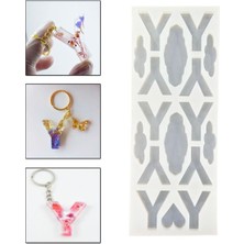 Epoksi Çoklu Silikon Kalıp Y Harfi Anahtarlık Reçine Seri Döküm Kalıbı 4 cm 10 Lu