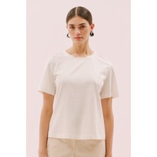 Bisiklet Yaka Kısa Kol Örme T-Shirt Bej Y2523832_024