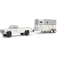 Greenlight 1/64 Hitch & Tow Series 31 - Lapd Search And Rescue - 1987 Chevrolet C20 With Mounted Platoon Horse Trailer