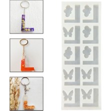 Epoksi Çoklu Silikon Kalıp L Harfi Anahtarlık Reçine Seri Döküm Kalıbı 4 cm 10 Lu