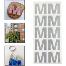 Epoksi Çoklu Silikon Kalıp M Harfi Anahtarlık Reçine Seri Döküm Kalıbı 4 cm 10 Lu