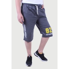 Erkek 82 Yazı Baskılı Beli Lastikli Şort-Kapri