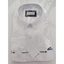 Erkek Slim Fit Düğmeli Yaka Beyaz Gömlek