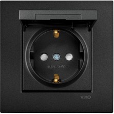 Arvia Karen Metalik Siyah Kapaklı Topraklı Priz Modül