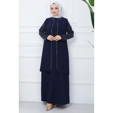 Kolu Taşlı Büyük Beden Anne Elbisesi