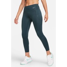 Nike Trainng Go Dri Fit Infinalock 7/8 Leggings 6 Cepli Toparlayıcı Reflektörlü Antrenman Taytı Koyu Yeşil
