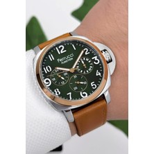 Ferrucci Function Deri Kordon Erkek Kol Saati 3 ATM- Bileklik Hediyeli Taba-Gümüş-Rose zmfer162