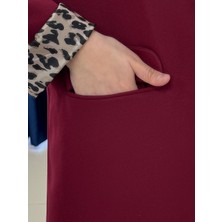 Nermin Kol Ucu ve Içi Leopar Desenli Çift Cepli CEKET-EL1495 Bordo